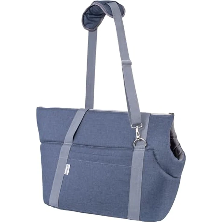 BOUTIQUE ZOO Hundetragetasche XL für Hunde & Katzen bis 15 kg, faltbar & waschbar, 52×35×39 cm, Denim-Imitat – Bild 3