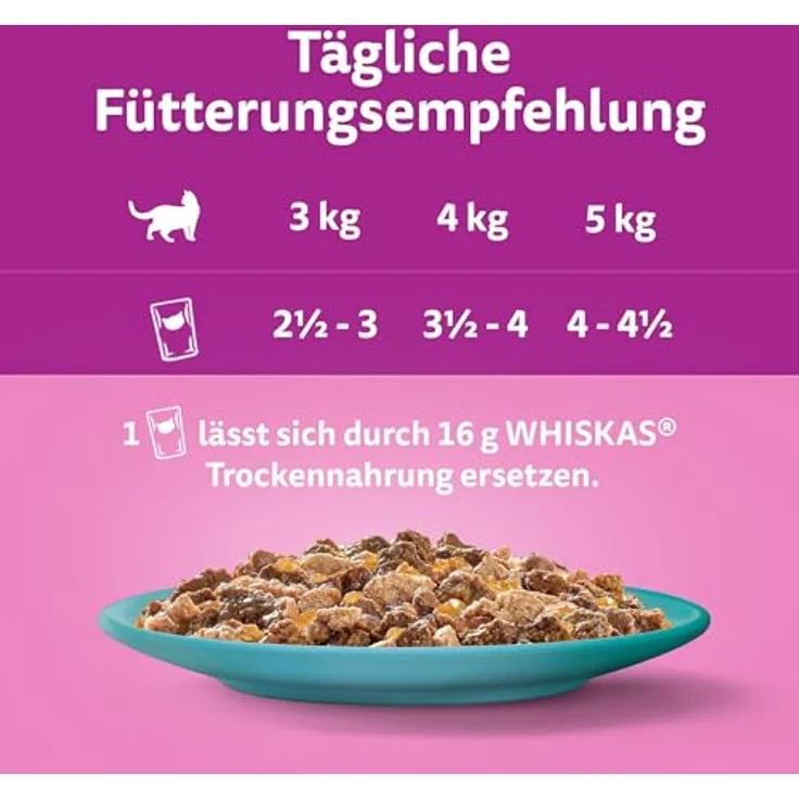 WHISKAS Duo Nassfutter Portionsbeutel Multipack, Ocean Delights in Gelee, 12 x 85g, mit vier Fischkombinationen und 100% täglichem Nährstoffbedarf – Bild 4