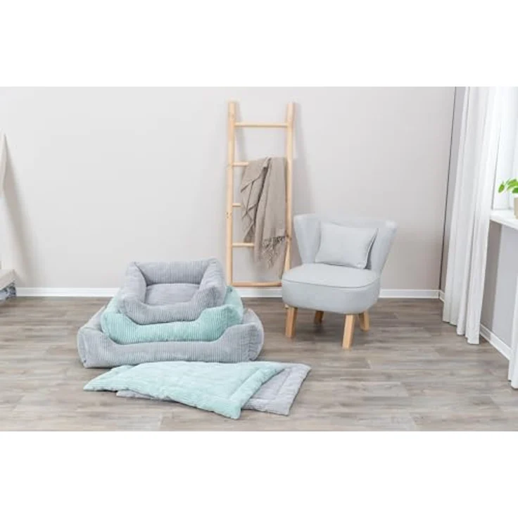 TRIXIE Tierbett Vital Bett Jonna grau für Hunde, Schaumstoffflocken-Füllung, integriertes Kissen, abnehmbarer Bezug, rutschfester Boden – Bild 7