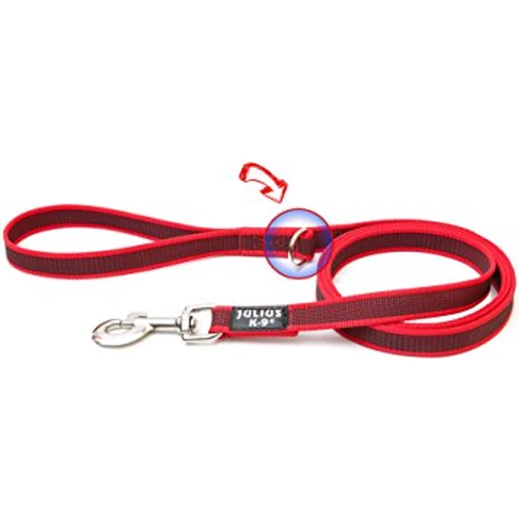 Julius-K9 Führleine Anti-Rutsch Leine+Handschlaufe - Hundeleine - rot - 180 cm, wasserfest, robust und komfortabel – Bild 2