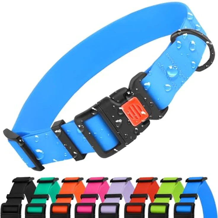 CollarDirect Wasserdichtes Hundehalsband Verstellbar – Silikon & Kunststoff, Geruchsresistent, Sicherheitsverschluss, Blau, Größe S (25-33 cm) – Bild 1