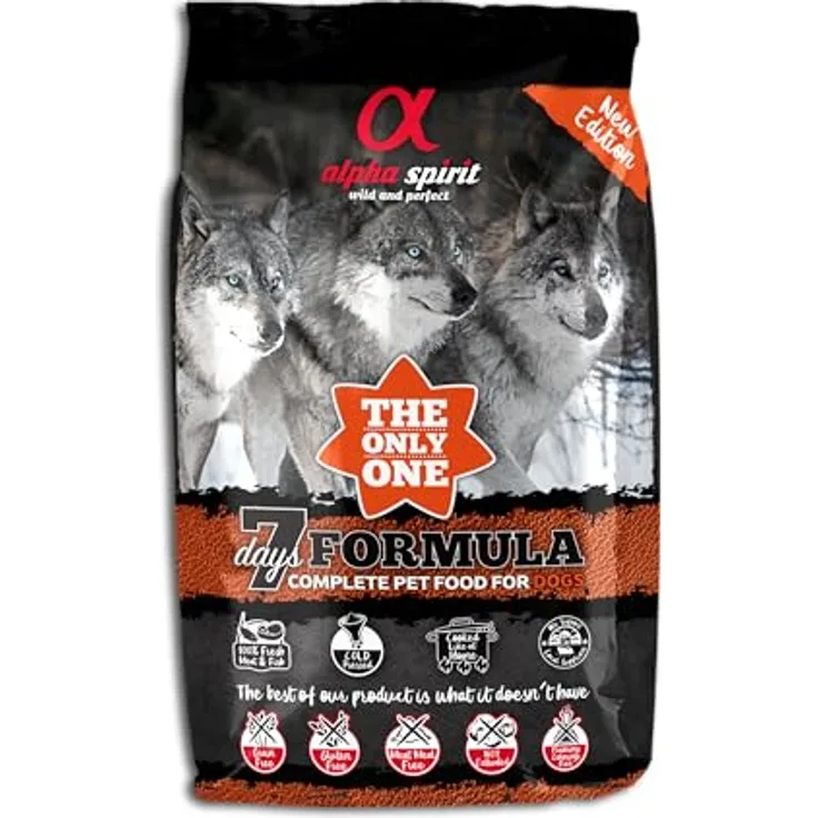ALPHA SPIRIT Spirit 4205512, Hunde-Trockenfutter, 85% frisches Fleisch und Fisch, glutenfrei, 3 kg für 7 Tage