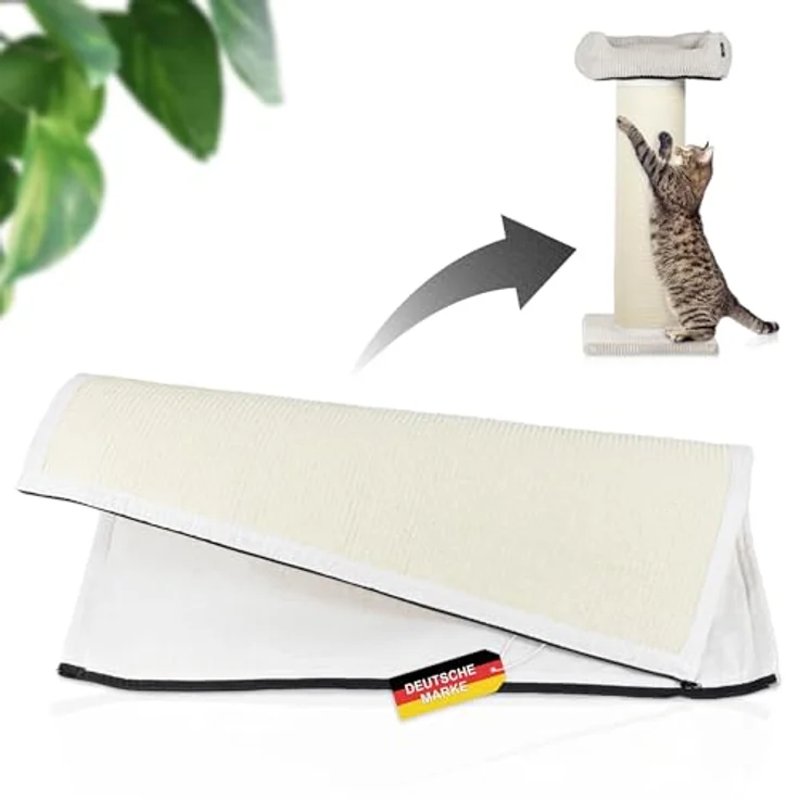 Rohrschneider Kratzbaum Frieda XXL, mit tauschbaren Kratzmatten und waschbarem Cord-Bezug, beige, für große und kleine Katzen, stabile Konstruktion mit extra breiter Säule – Bild 1