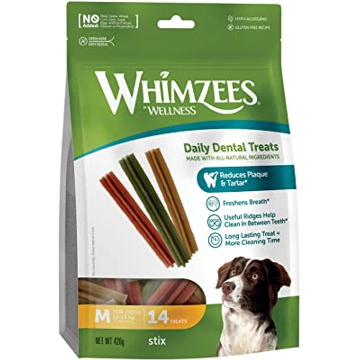WHIMZEES Stix M, 14 Stück – Größe M, Getreidefreie Kaustangen für mittelgroße Hunde zur Zahnpflege, natürlich, ohne Zuckerzusatz – Bild 1
