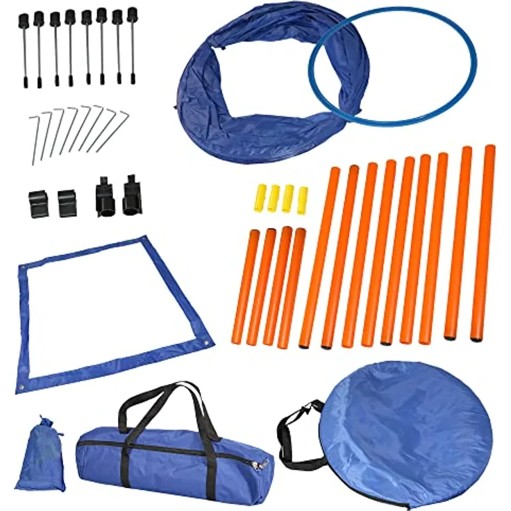 Lemodo Agility Set für kleine und mittlere Hunde, Hundetraining mit Agility Hürde, Hundetunnel und Sprungring, individuell anpassbar
