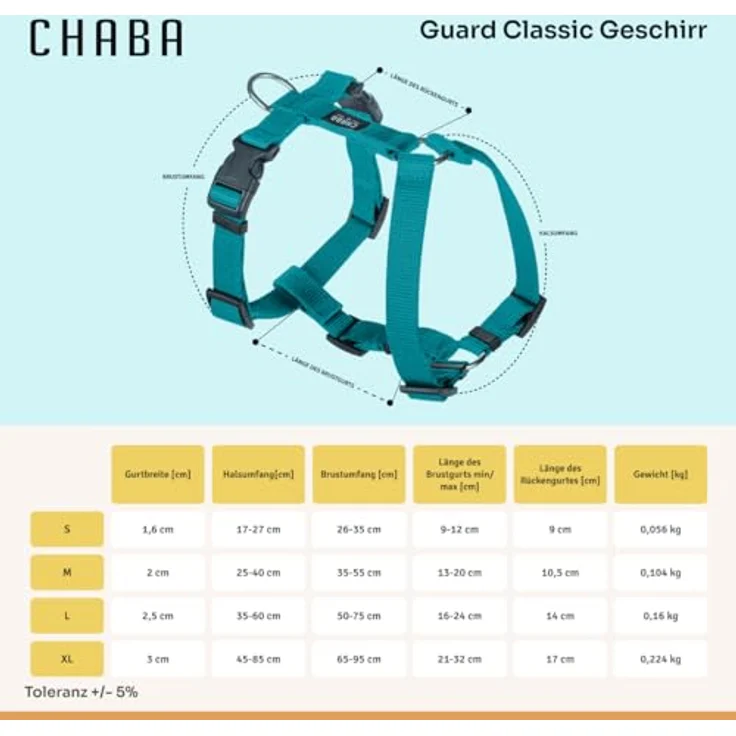 Chaba Guard Hundegeschirr, Anti-Zug & Würgen, Einstellbar, Ergonomisches Design, Größe S, MEERES – Bild 4