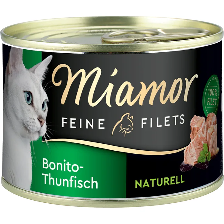 Miamor Feine Filets Naturelle, Katzen-Nassfutter mit Bonito-Thunfisch, 6 x 156 g, ohne Zusatzstoffe, leicht verdaulich, 1% Fettanteil