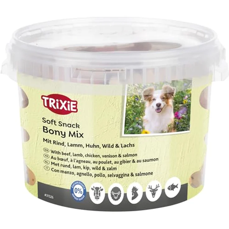 TRIXIE zuckerfreie Lerkerli Box "Soft Snack Bony Mix", Vorteilspack mit Rind, Lamm, Huhn und Wild, 1.800 g – Bild 2
