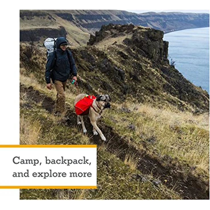 RUFFWEAR Palisades Hunderucksack, tragbarer Geschirrsack mit Satteltaschen und Leinenbefestigungspunkt für Wandern und Camping, Red Sumac, Small – Bild 2