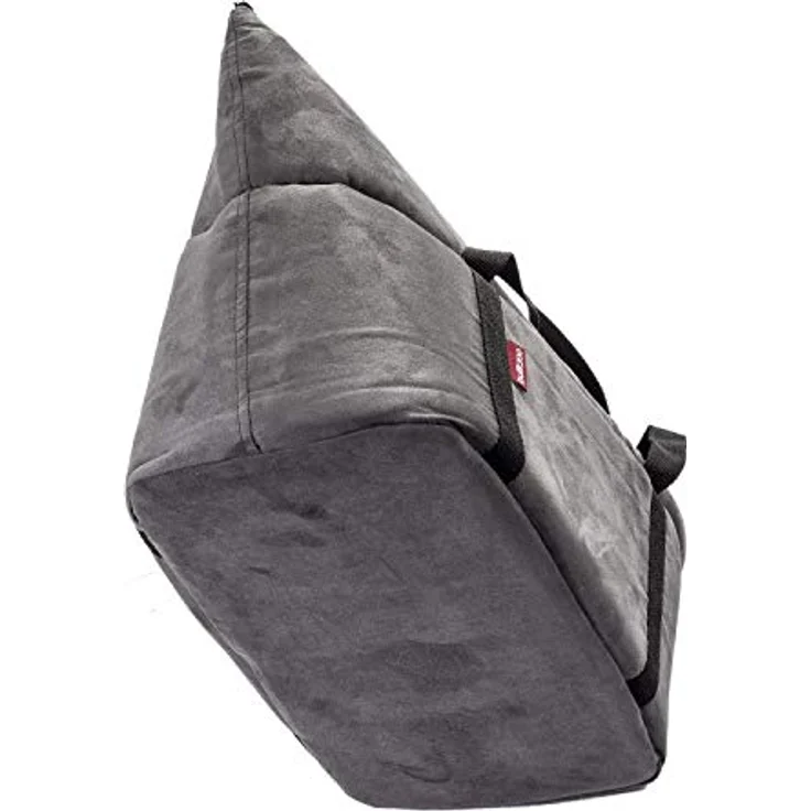 BOUTIQUE ZOO Hundetasche, Welpentasche grau (Kunstleder/Wildlederimitat), für kleine Hunde und Katzen bis 3 kg, mit abnehmbarer Holzeinlage und Metallhalsband – Bild 4