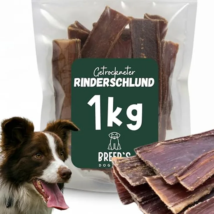 Hunde Helden BREERs Rinderdörrfleisch Trockenfleisch für Hunde, 15 cm Rinderschlund, 1 kg, natürlicher Kauartikel für große & kleine Hunde, getrocknet in Deutschland