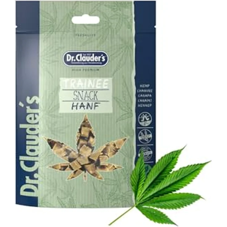 Dr.Clauder's Trainee Snack Hanf, ballaststoffreiche Leckerlis mit Omega-3 und Omega-6 für Hunde und Katzen, getreidefrei, 80g Frischebeutel – Bild 1