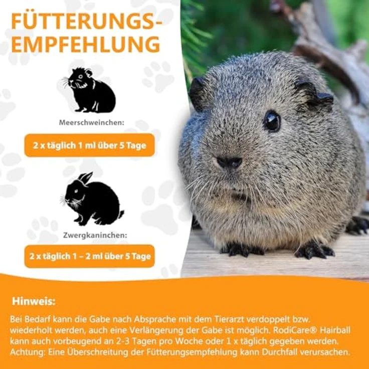 Alfavet RodiCare Hairball, Ergänzungsfuttermittel für Zwergkaninchen und Meerschweinchen zur Förderung der Ausscheidung von Haarballen, 3 Injektoren à 12 ml – Bild 5