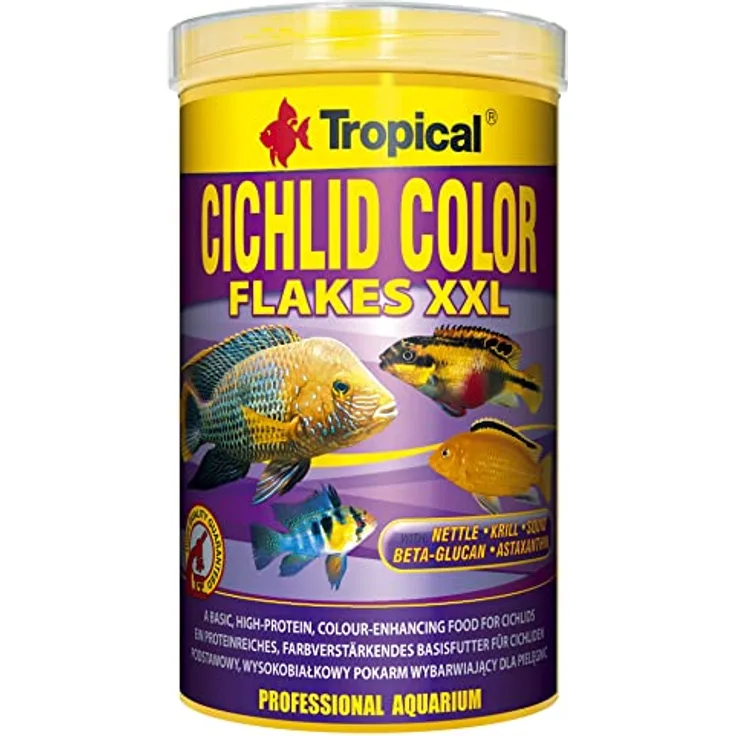 Tropical Cichlid Color Flakes XXL, Proteinreiches Farbverstärkendes Flockenfutter für Cichliden, 1 l