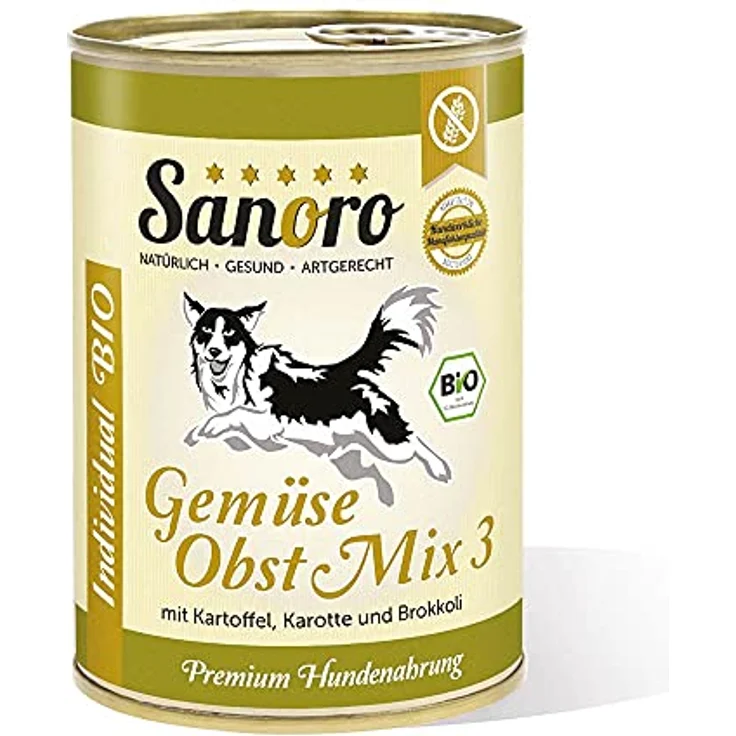 Sanoro BIO Gemüse-Obst-Mix 3 mit Bio-Kartoffel, glutenfreies Hundefutter, 12x400g, ohne Zusatzstoffe – Bild 1