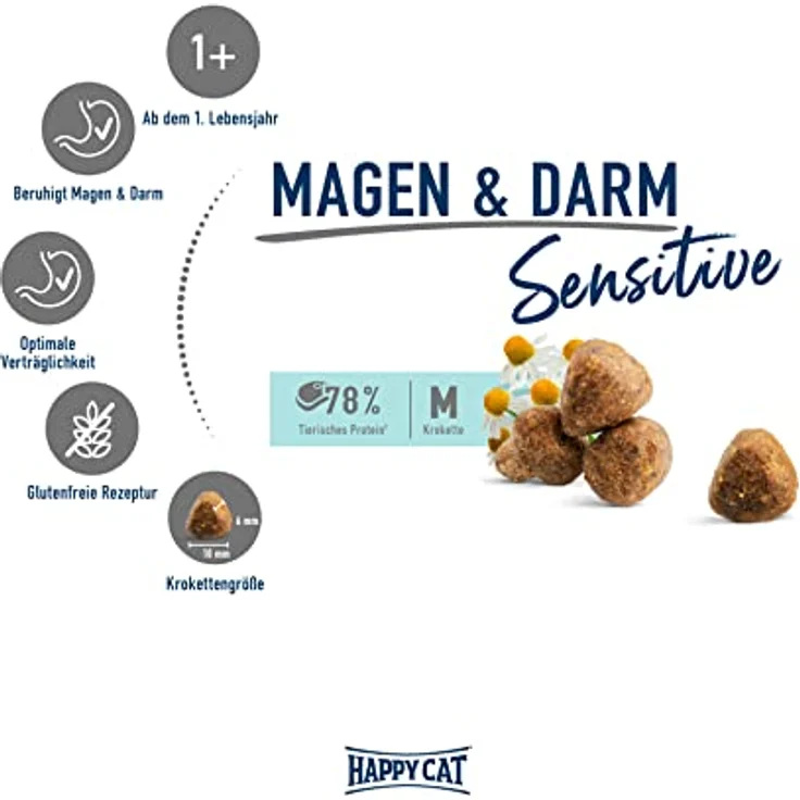 Happy Cat Care Magen & Darm, Katzen-Trockenfutter mit Ente für sensible Katzen, glutenfrei, 300 g – Bild 2