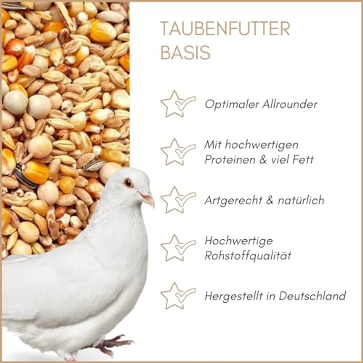 Supravit Taubenfutter 5 kg Basis, hochwertige Körnermischung für Tauben, Ganzjahresfutter, nahrhafte Saaten- & Getreidemischung, hergestellt in Deutschland – Bild 2