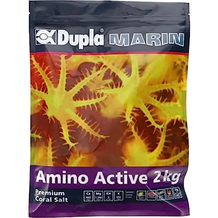 Dupla Marin Premium Coral Salt Amino Active, 2 kg Beutel, Premium Meersalz für beschleunigtes Korallenwachstum bei SPS/LPS Korallen, hervorragende Löslichkeit