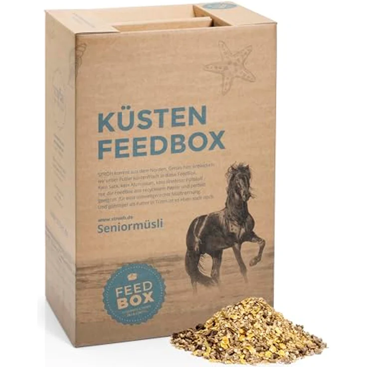 STRÖH Küsten Seniorenmüsli Pferd (29kg) • Müsli für ältere Pferde mit Zahnproblemen • Unterstützt Verdauung & enthält wichtige Nährstoffe