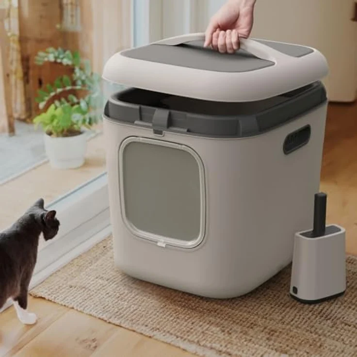 Rotho Biala XL, Geschlossenes Katzenklo für große Katzen und Mehrkatzenhaushalte mit zwei Kohlefiltern und ergonomischem Griff – Bild 4