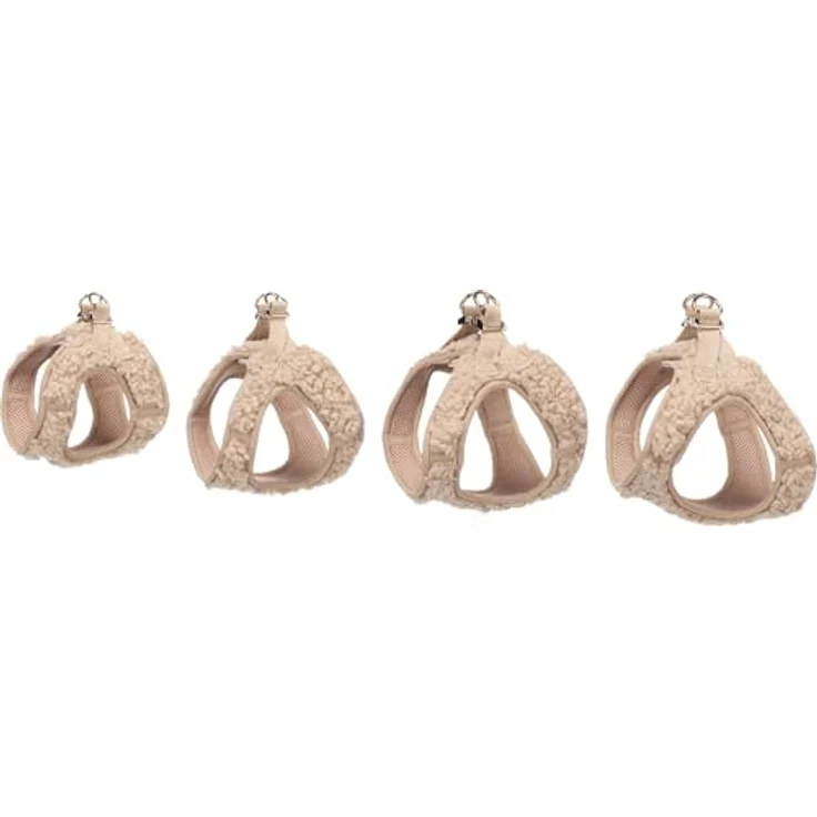 Flamingo Step&Go Pookie, Hundegeschirr in Beige, Größe XS, verstellbar, Metall Klickverschluss goldfarben, 2 Anti-Zug-Ringe, atmungsaktives Mesh – Bild 4