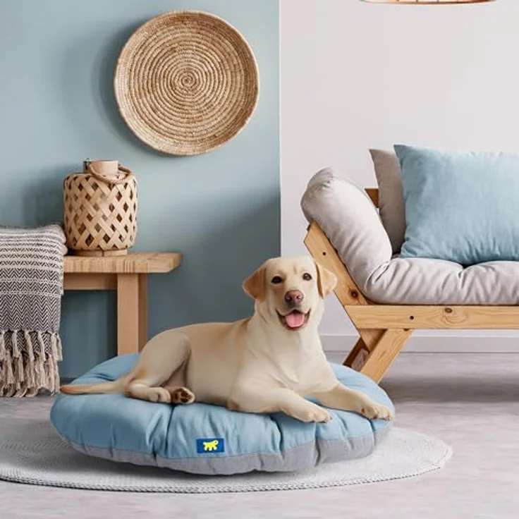 Ferplast Hundebett Relax, doppelseitiges Baumwoll-Hundekissen mit weicher Polsterung, waschbar, 100 x 63 cm, himmelblau – Bild 2