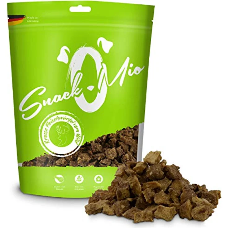 SnackOMio Premium Hundesnack, krosse Fleischwürfel vom Wild, getreidefrei, 125g, luftgetrocknet – Bild 2
