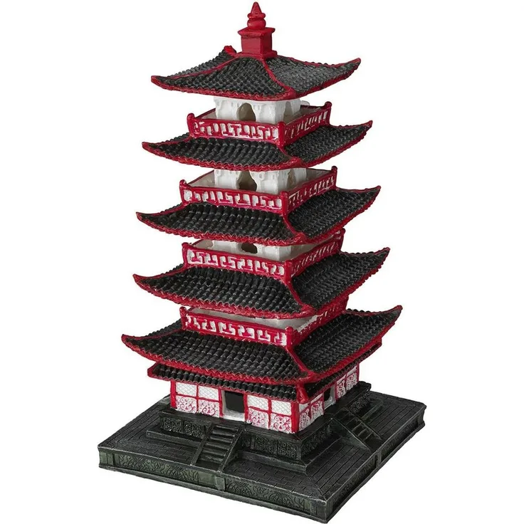 EBI Aqua Della Chinese Pagoda XL, Aquarium Dekoration aus hochwertigem Polyesterharz, 31,5 cm hoch, asiatische Ästhetik