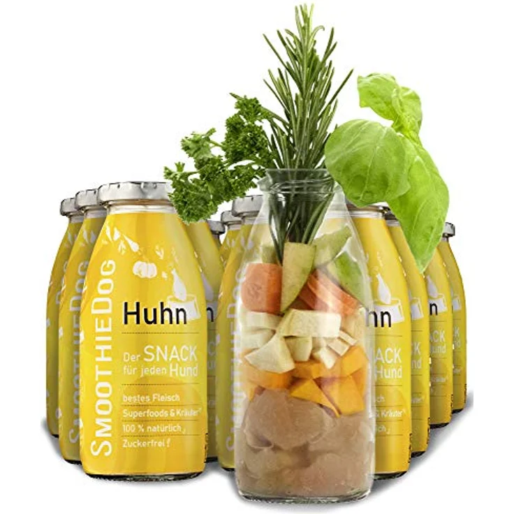 SmoothieDog Hunde Smoothie Huhn, Flüssiges Hundeleckerli in 250ml Glasflaschen, Zucker- & glutenfrei, 12er Pack – Bild 2