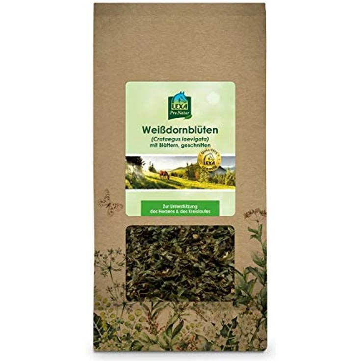 LEXA Weißdornblüten mit Blättern, Pferdefutter zur Stärkung von Herz und Kreislauf, 1,0 kg Beutel