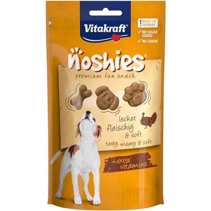 Vitakraft Noshies Truthahn, Hundesnack Sparpaket mit 3 Formen, 4 x 90 g, mit Vitalstoffen