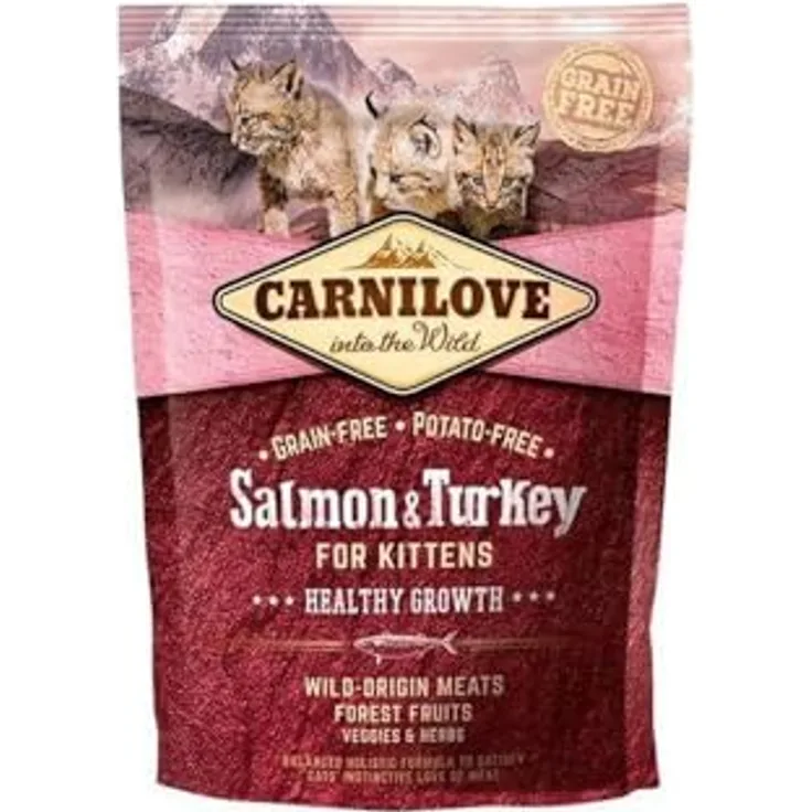 CARNILOVE Carnilove Feline Kitten Lachs & Pute, Dehydriertes Katzenfutter für Wachstum, 400 g