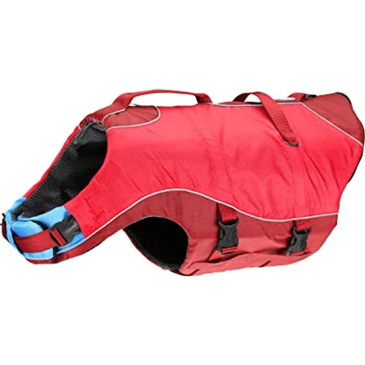 Kurgo Surf N Turf Hundeschwimmweste, Reißfestes Material, Reflektoren, 2 Griffe, Größe S, Rot – Bild 4