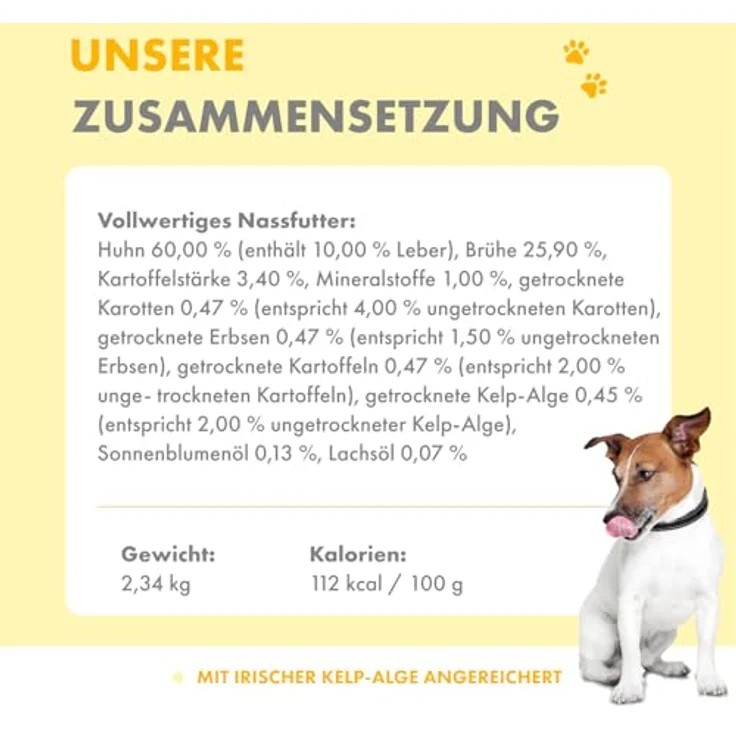 Irish Pure Premium Nassfutter für Hunde, Gemischte Sorten mit Atlantik-Lachs, Weiderind und Huhn, Getreidefrei, Sensitiv mit Superfood Kelp-Alge, 3x 390g – Bild 5