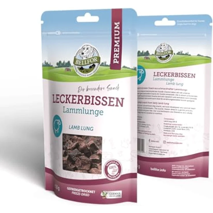 Bellfor Gefriergetrocknete Lammlunge, Getreidefreier Hundenack, leicht verdaulich, 50 g – Bild 3