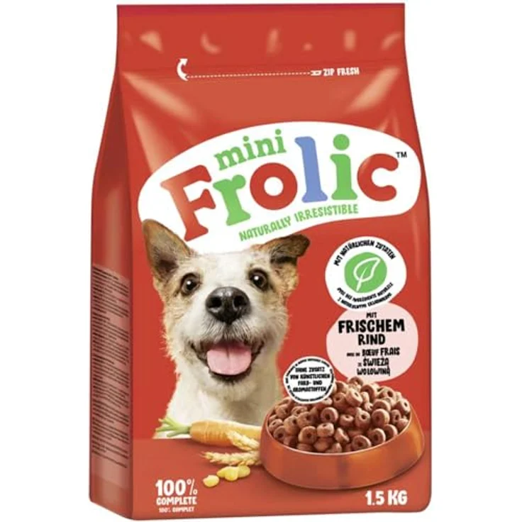 Frolic Mini Beutel 1,5kg Rind, Hundefutter mit frischem Rind, ohne künstliche Zusätze – Bild 1