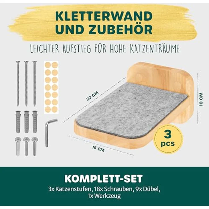 Happypet Kratzbaum, 3er-Set Katzentreppen, Designer Catwalk, Massivholz, Filzbezug – Bild 5