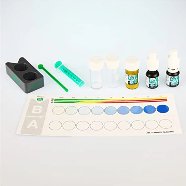JBL ProAquaTest PO4, Wassertest-Set für Phosphatbestimmung in Süß-/Meerwasser-Aquarien und Teichen, inkl. Reagenzien und Glasküvetten – Bild 3