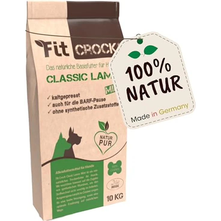 cdVet Fit-Crock Hundefutter trocken Classic Lamm Mini, 10 kg, getreidefrei, hypoallergen und leicht verdaulich – Bild 1