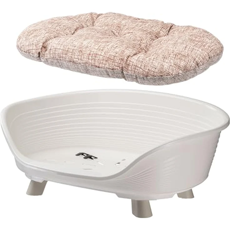Ferplast Throne Hundebett & Katzenbett, erhöht, waschbar, atmungsaktiv, rutschfest, 70,5 x 52 x H 28,5 cm, Weiß – Bild 5
