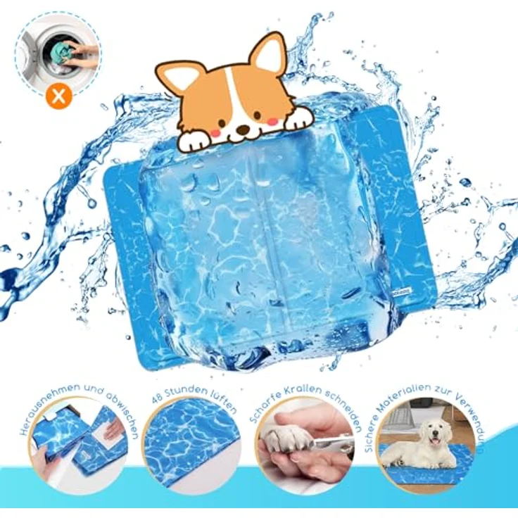 Nobleza Kühlmatte für Hunde und Katzen, selbstkühlend mit ungiftigem Gel, 90x50cm, Blau, L – Bild 5
