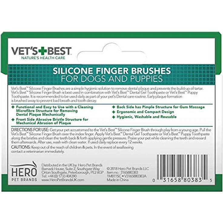Vet's Best Silicone Finger Brushes für Hunde & Welpen, 5er Pack, BPA-frei, sanft zu Zahnfleisch, effektive Plaque- und Zahnsteinentfernung – Bild 2