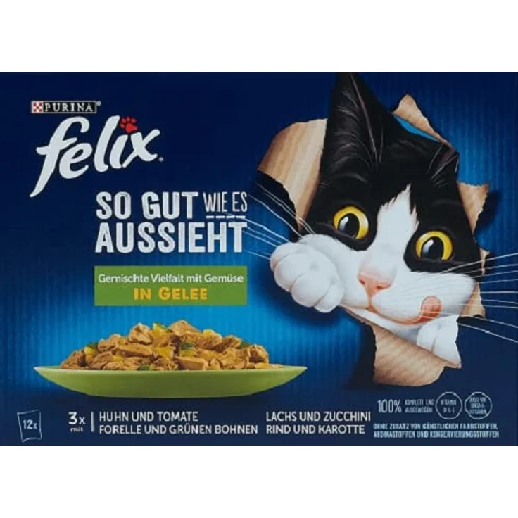 Felix So gut., Gemischte Vielfalt Gemüse, Katzen-Nassfutter mit zarten Stückchen und saftigem Gelee – Bild 2