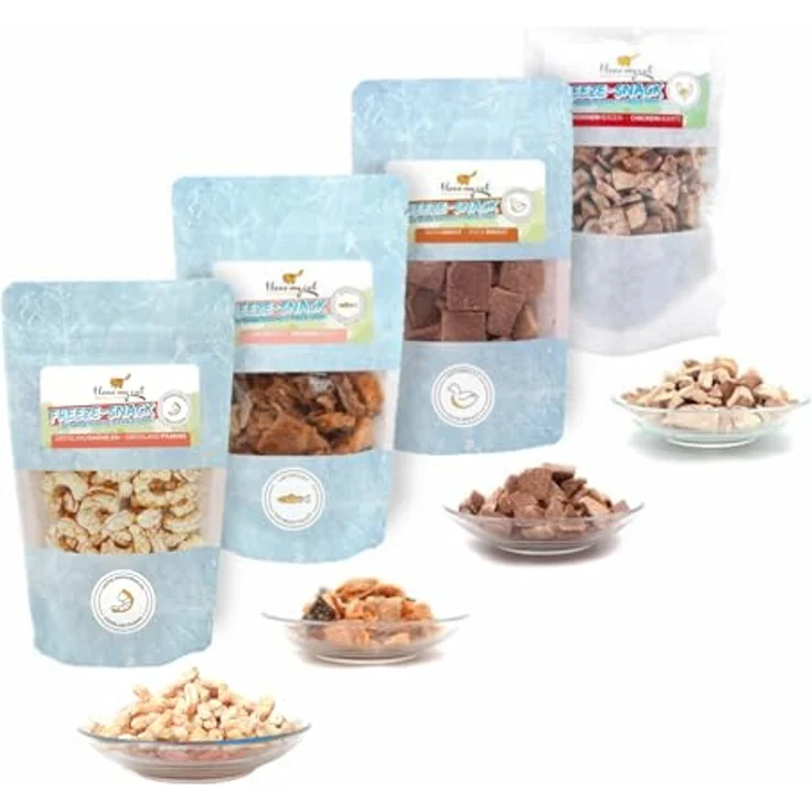 I Love My Cat Freeze-Snacks Sparset, gefriergetrocknete Katzensnacks mit Hühnerherzen, Shrimps, Karotten & Entenbrust, 100 g, natürlich & leicht verdaulich – Bild 1