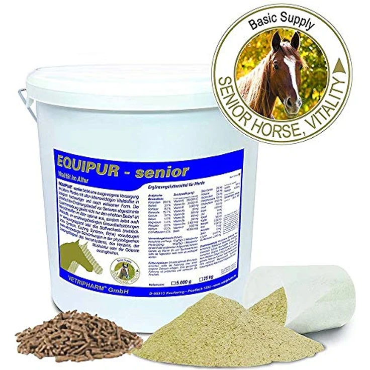 Vetripharm Equipur Senior Pellets, Pferdefutter 25 kg mit Vitalstoffen für ältere Pferde, zur Unterstützung von Verdauung und Immunsystem