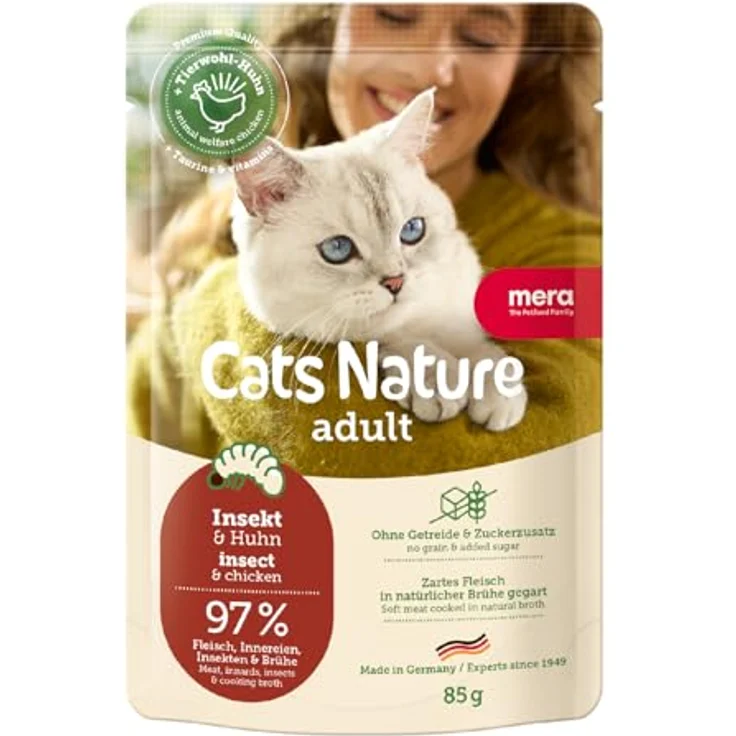 MERA Cats Nature Insekt Premium Katzenfutter Nass, 12x85g, getreidefrei, ohne Zucker, mit hohem Insektenproteinanteil – Bild 1