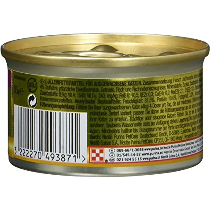 GOURMET Gold Feine Komposition mit Ente und Truthahn, 12x85g, proteinreiches Katzen-Nassfutter mit hohem Fleischanteil – Bild 3
