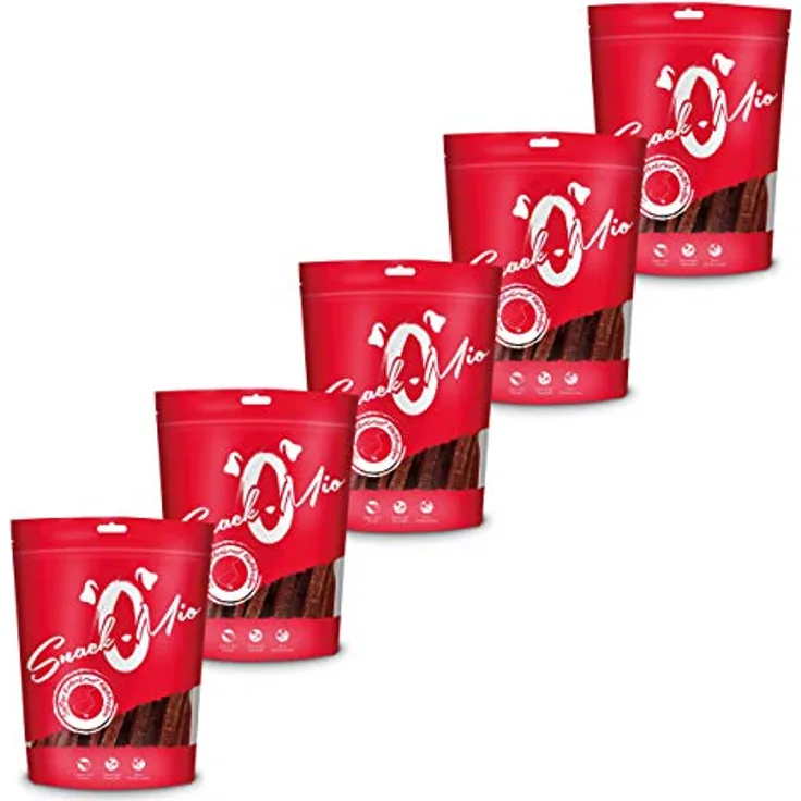 SnackOMio saftige Entenbrust Filetstreifen, Premium Kausnack für Hunde, BARF geeignet, 5x500 g, 1er Pack (2.5 kg)