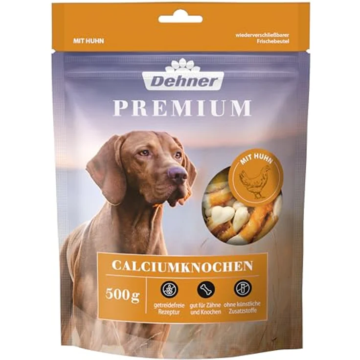 Dehner Premium Hundesnack Calciumknochen getreidefrei und fettarm, mit Hühnerbrustfilet umwickelt, 500 g – Bild 1