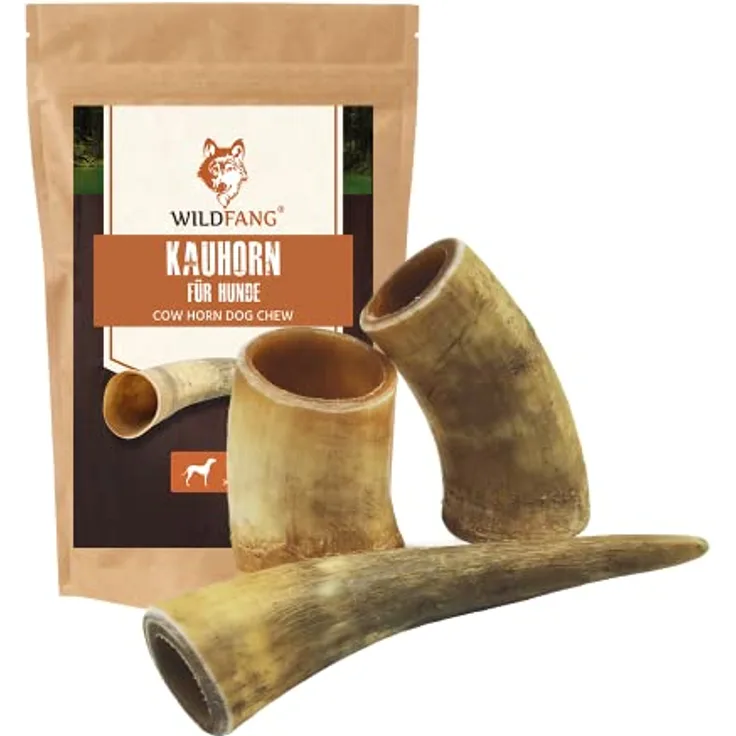 Wildfang® Rinderhorn Kauartikel, M – Langlebiges Hundespielzeug für aggressive Kauer, natürliche Zahnpflege, geeignet für Hunde bis 25 kg, 3er Pack